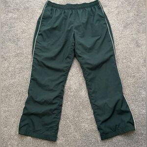 Lands' End Men's Hunter Green Wind Pants with White Piping Large